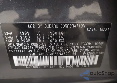2022 Subaru Impreza Base 5-Door from USA, damaged, VIN 4S3GTAB66N3709146